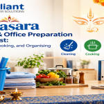 Dasara home & office preparation checklist for cleaning, cooking, and organising.